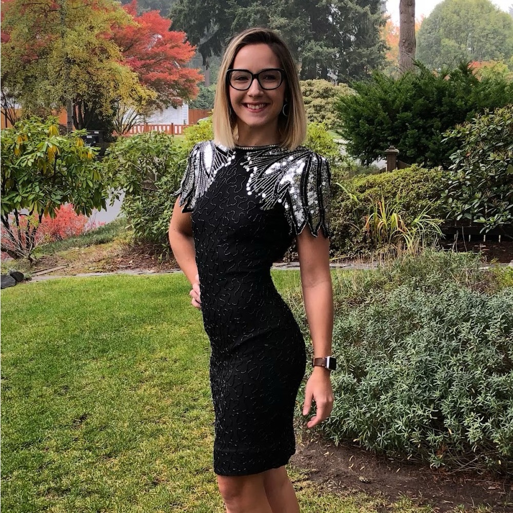 Vintage Black and Silver Dress